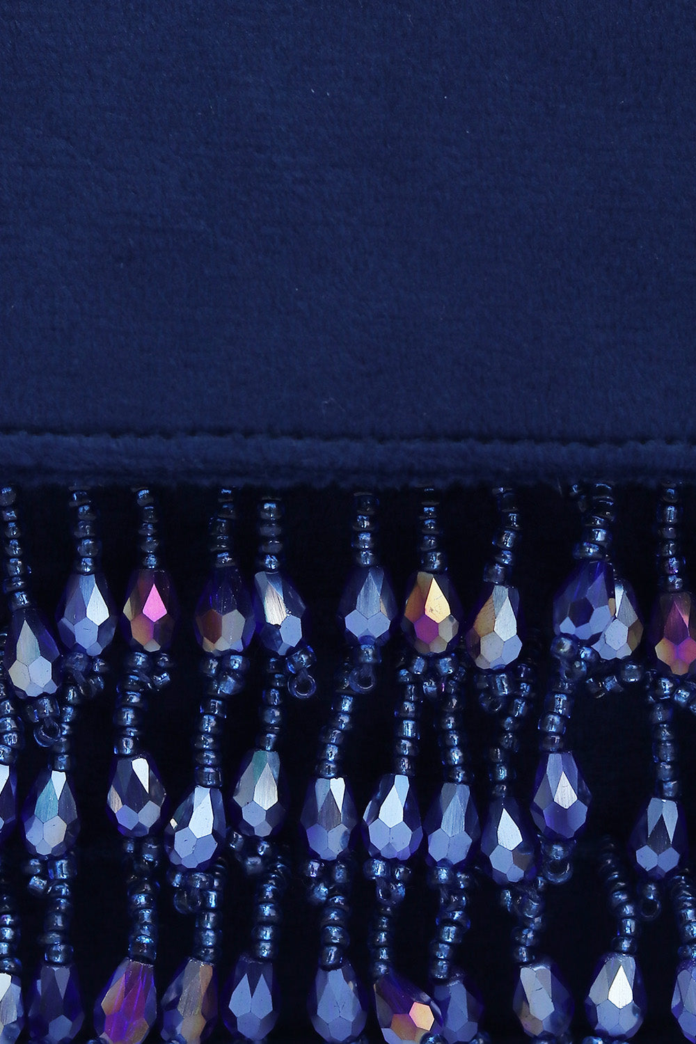 NR By Nidhi Rathi Navy Blue Embroidered Tasselled Purse Clutch
