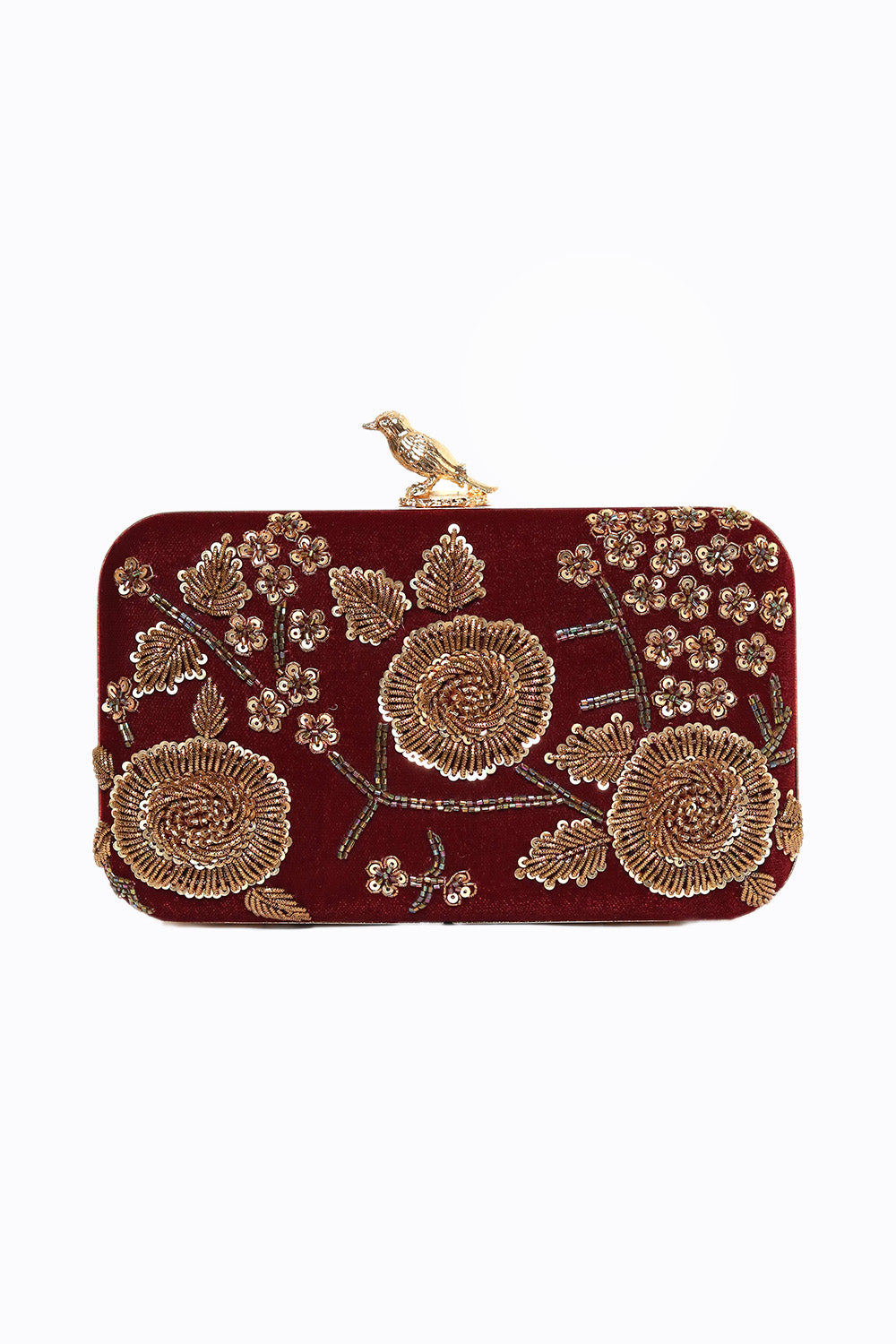 Nidhi_Rathi_Maroon_Gold-Toned_Embroidered_Box_Clutch