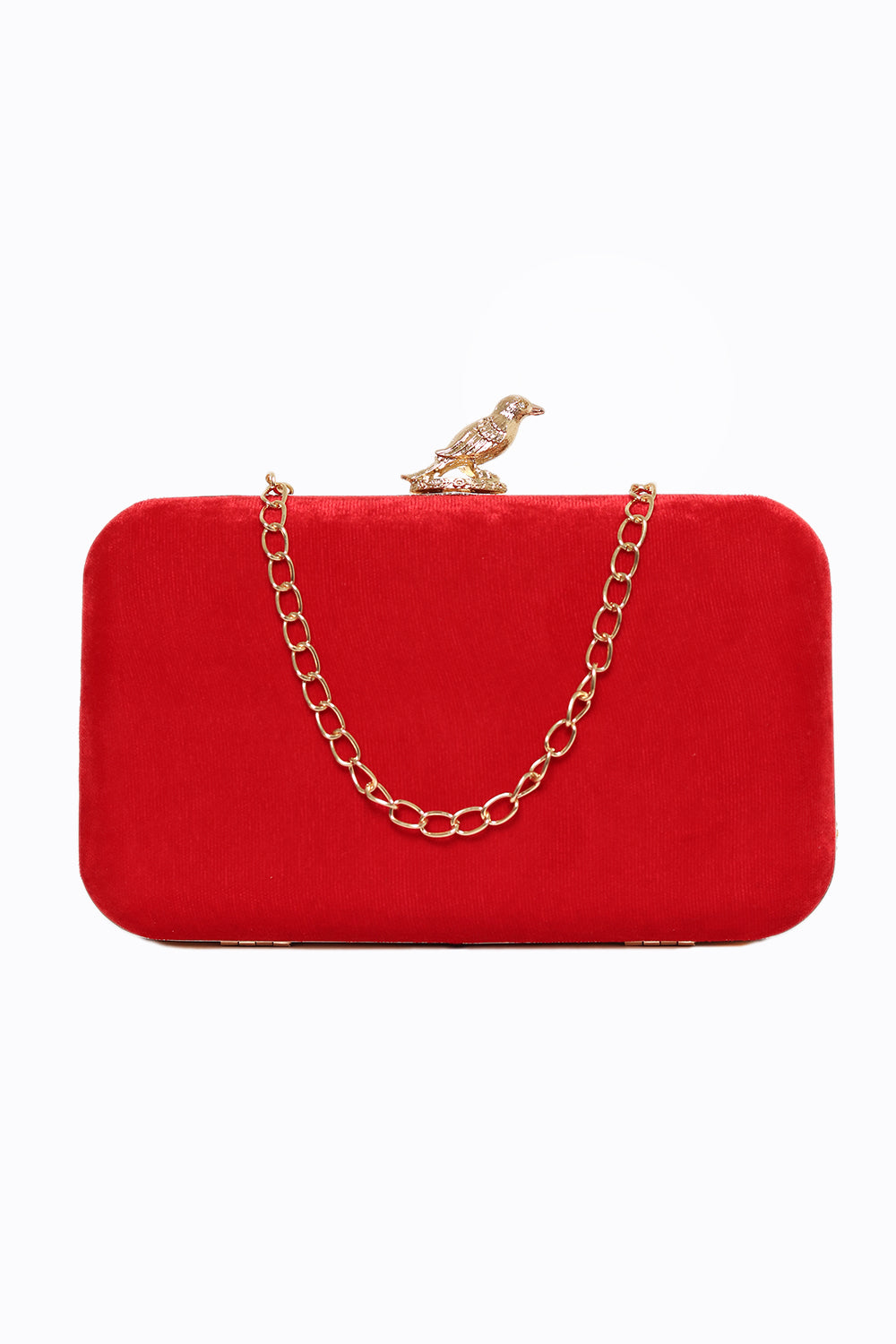 NR By Nidhi Rathi Red Gold-Toned Embroidered Box Clutch