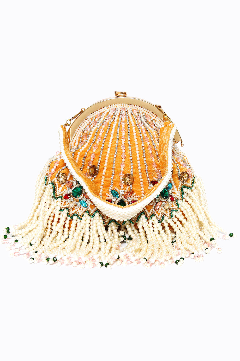 Women_Yellow_White_Embroidered_Tasselled_Half_Moon_Clutch_nidhi_rathi