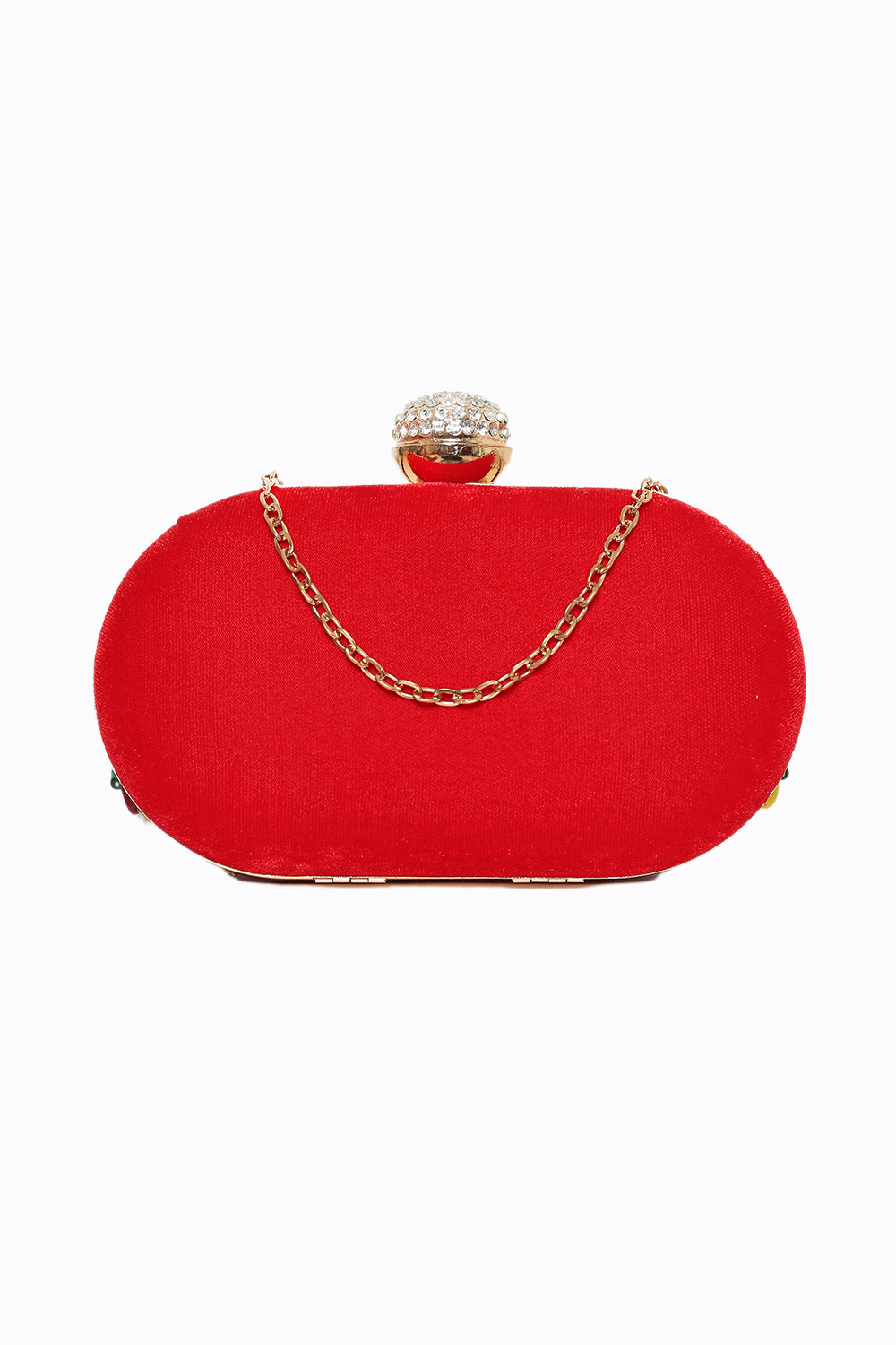 Pochette en forme de boîte brodée rouge et verte NR By Nidhi Rathi pour femme