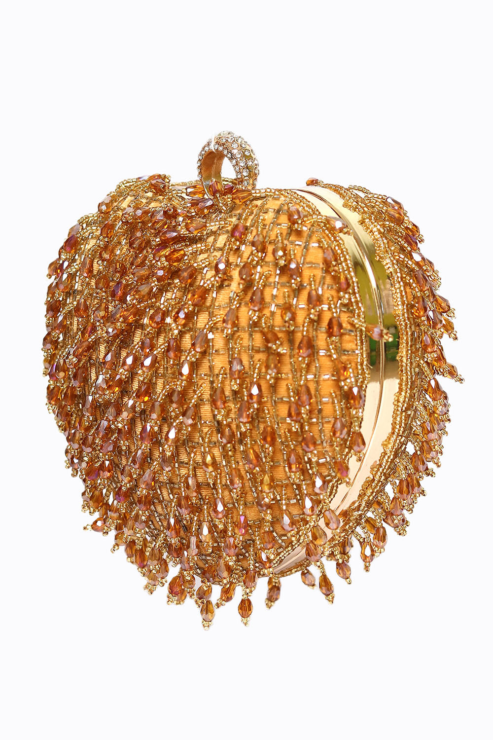 NR By Nidhi Rathi Women Gold-Toned Embroidered Tasselled Box Clutch