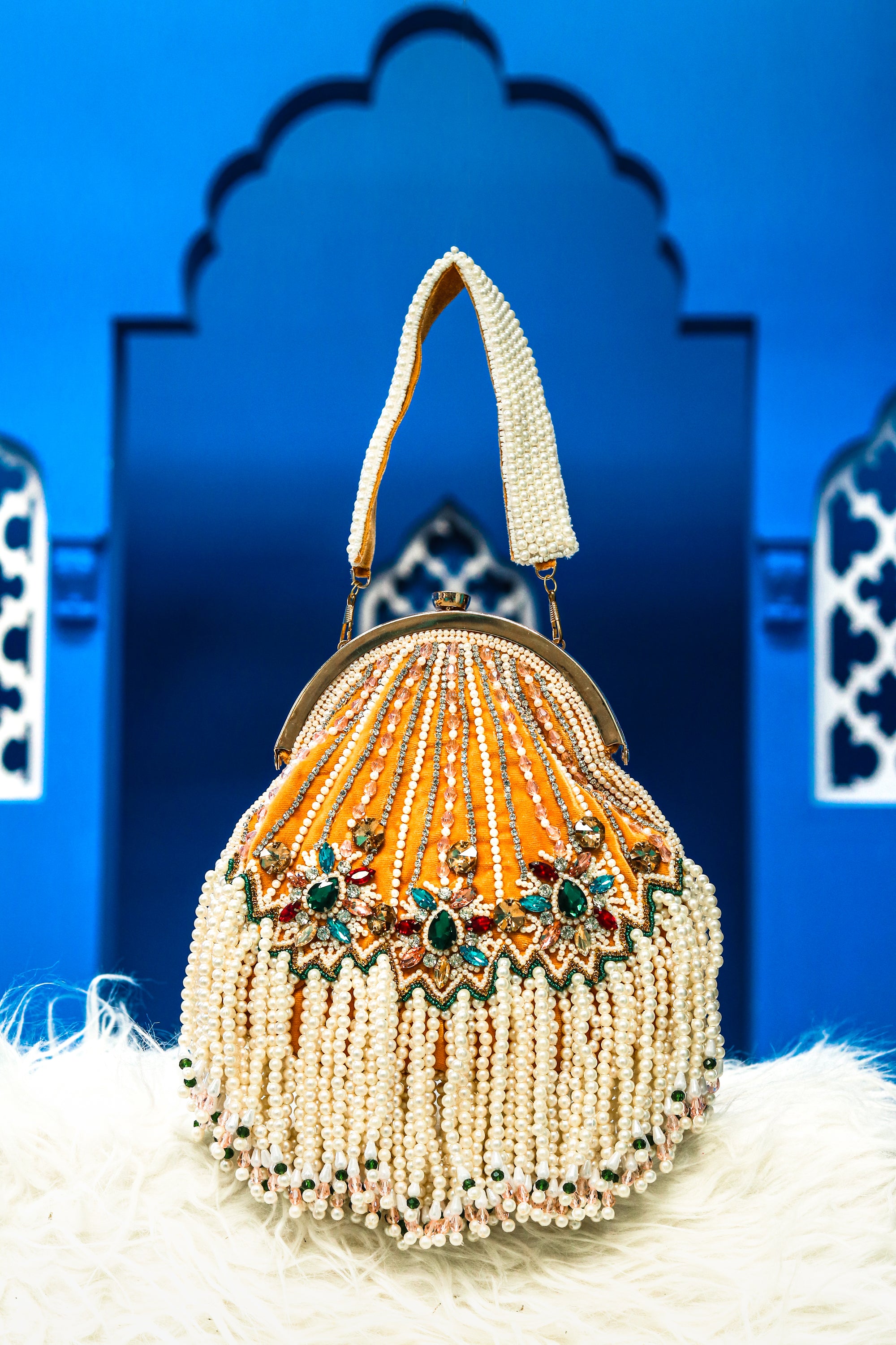 Women_Yellow_White_Embroidered_Tasselled_Half_Moon_Clutch_nidhi_rathi