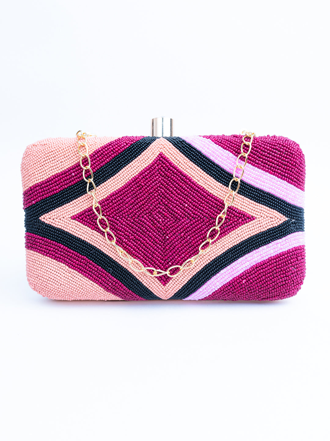 NR By Nidhi Rathi Women Pink&amp; Magenta Embroidered Clutch