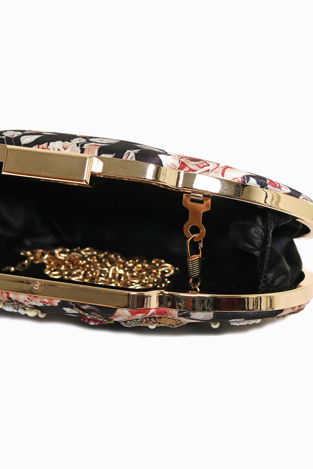 NR By Nidhi Rathi Black Peach-Coloured Embellished Box Clutch