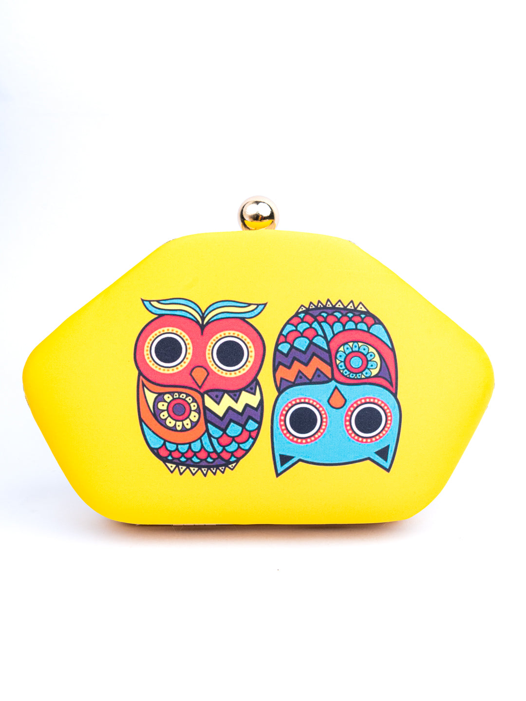 NR By Nidhi Rathi Women Yellow Owl Printed Clutch Bag