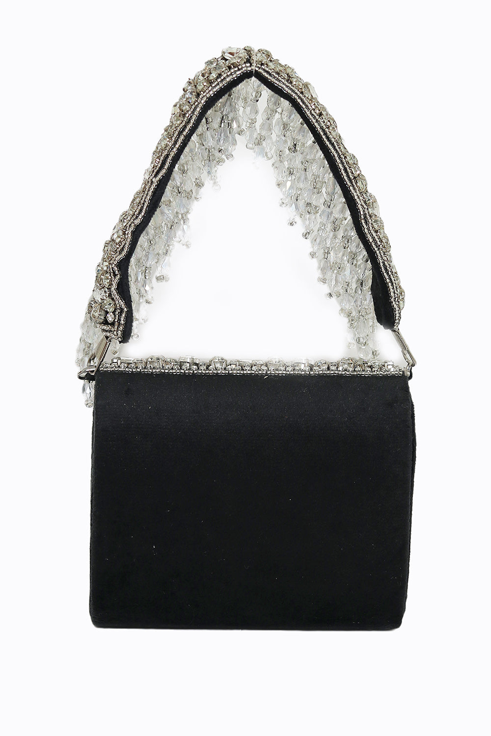Pochette à main brodée NR By Nidhi Rathi noire et blanche