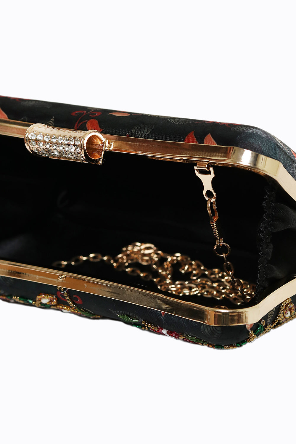NR By Nidhi Rathi Black Red Embellished Box Clutch