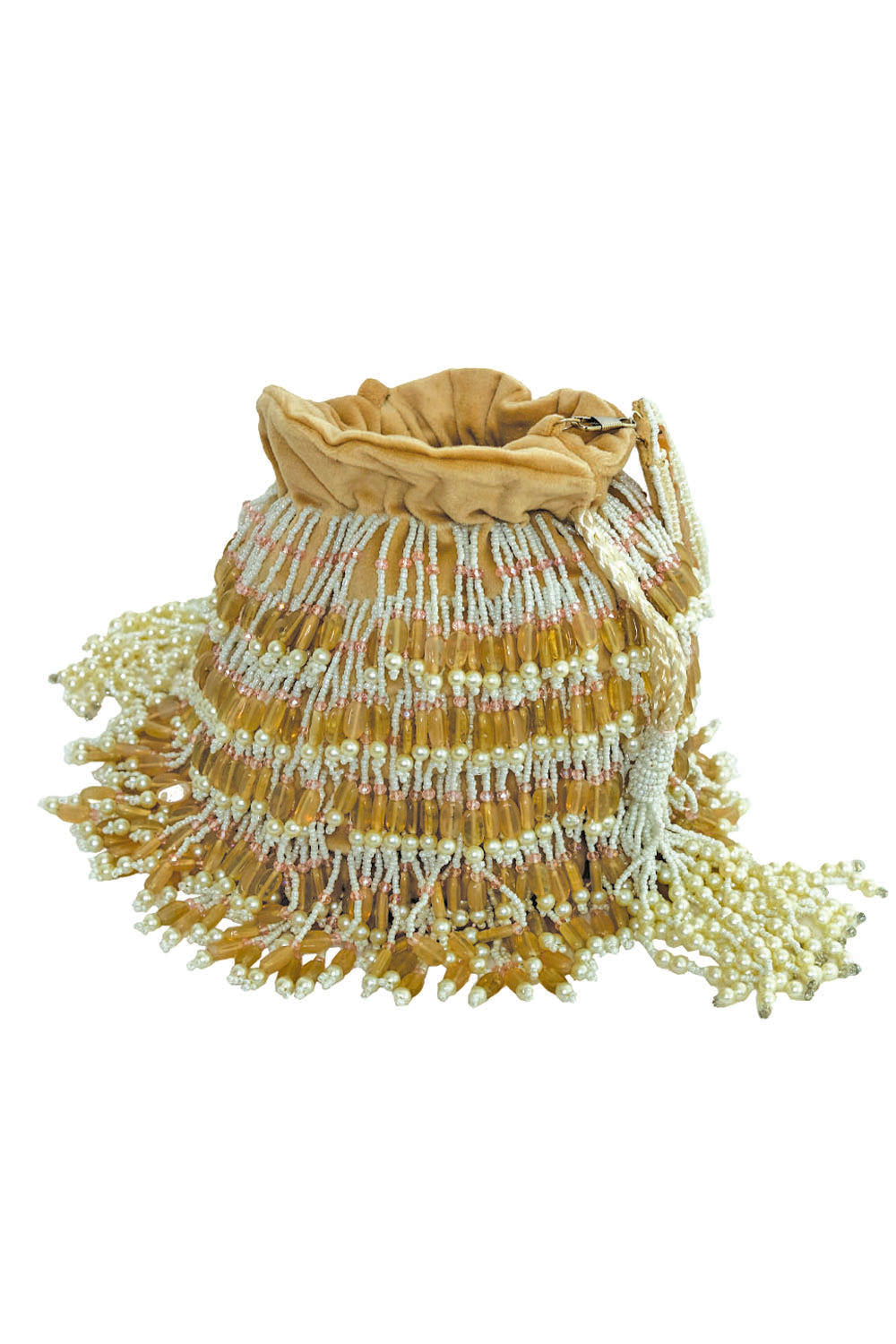 Women_Gold-Toned_White_Embroidered_Tasselled_Potli_Clutch_nidhi_rathi