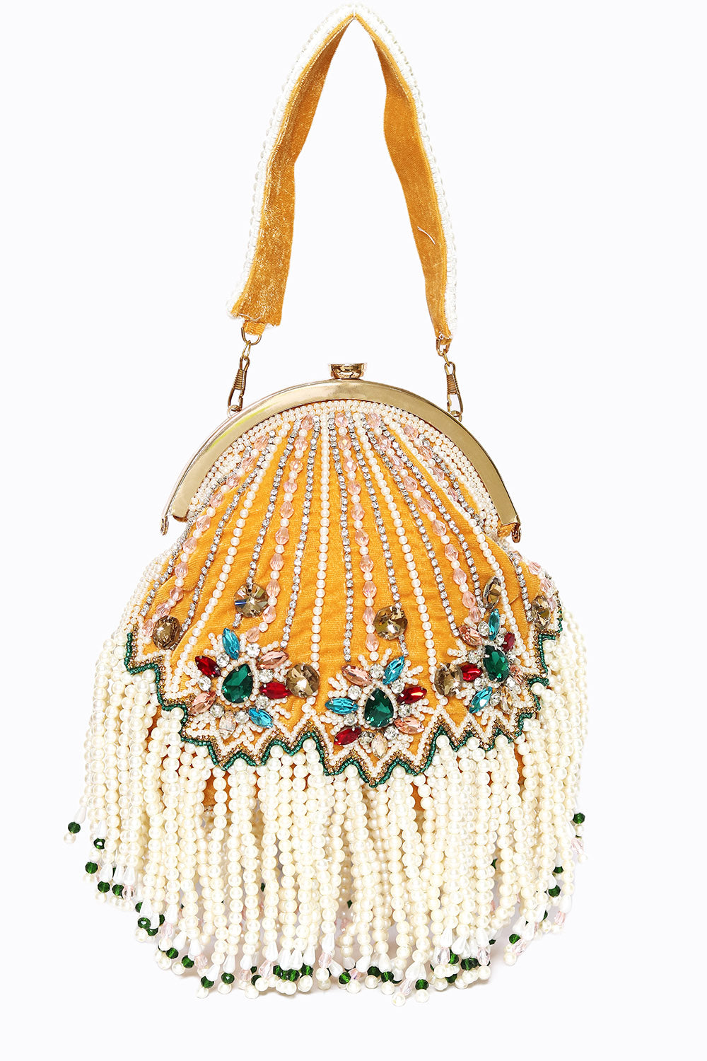 Women_Yellow_White_Embroidered_Tasselled_Half_Moon_Clutch_nidhi_rathi