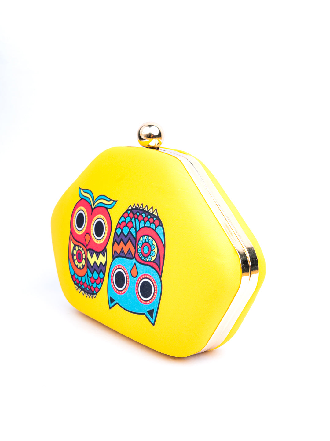 NR By Nidhi Rathi Women Yellow Owl Printed Clutch Bag