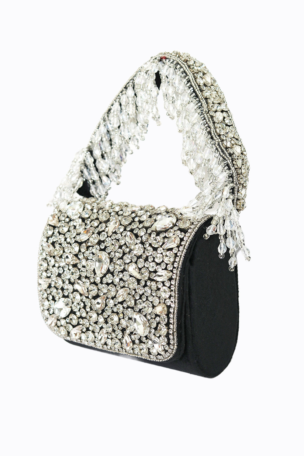 Pochette à main brodée NR By Nidhi Rathi noire et blanche