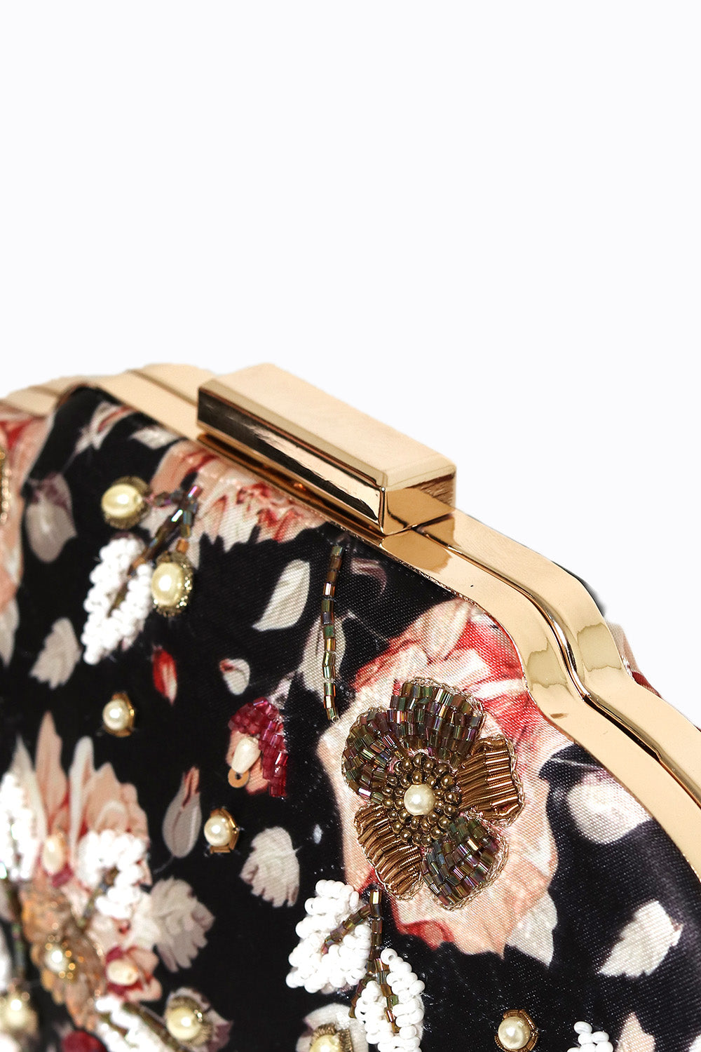 NR By Nidhi Rathi Black Peach-Coloured Embellished Box Clutch