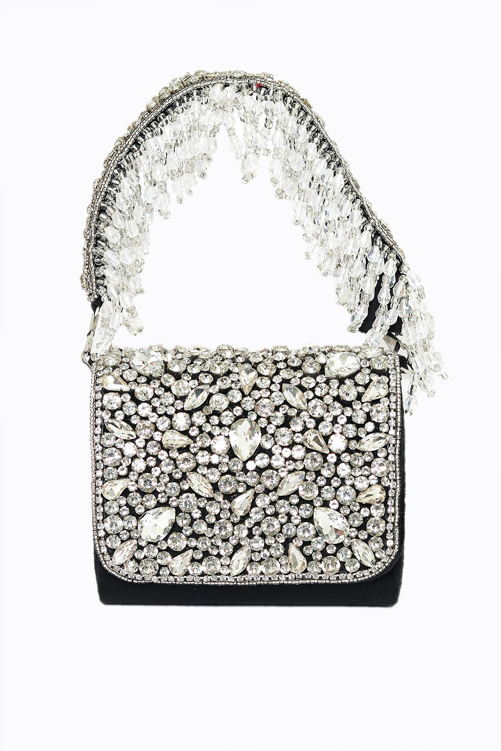 Pochette à main brodée NR By Nidhi Rathi noire et blanche