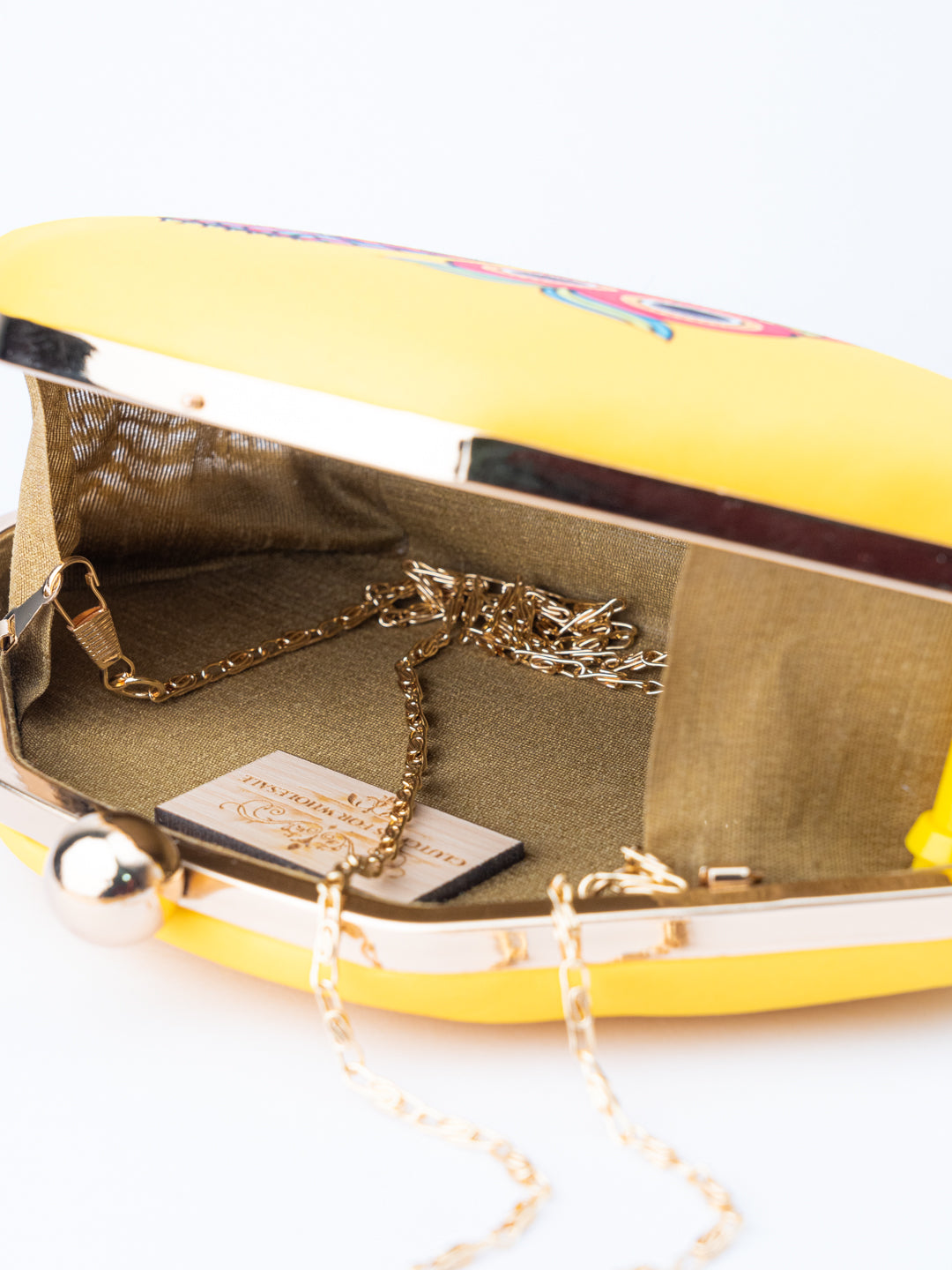 NR By Nidhi Rathi Women Yellow Owl Printed Clutch Bag
