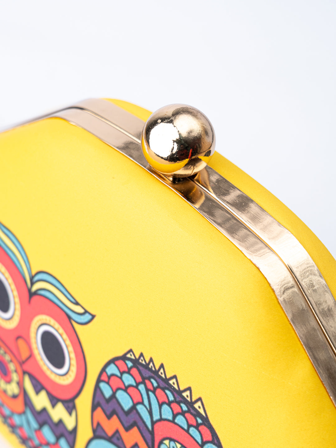 NR By Nidhi Rathi Women Yellow Owl Printed Clutch Bag