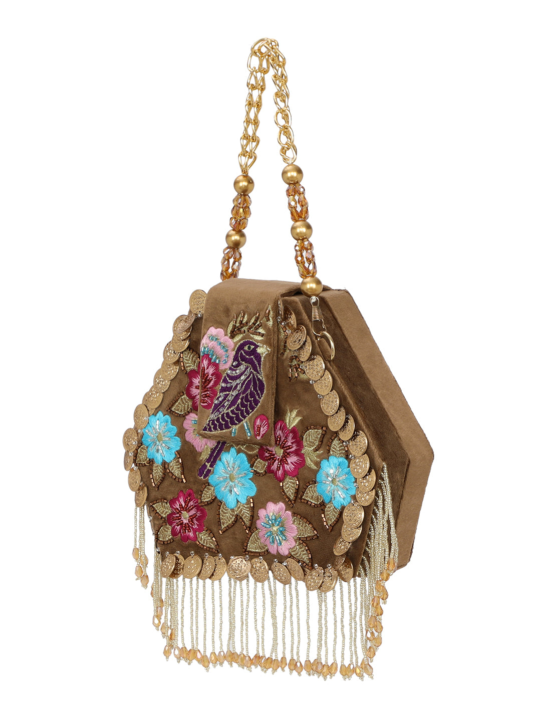 Pochette à rabat brodée et ornée de broderies NR By Nidhi Rathi