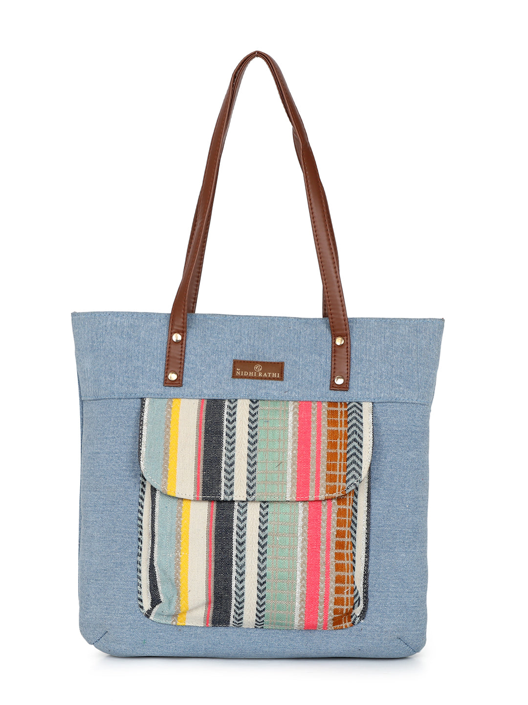 Nidhi_Rathi_Blue_Structured_Handheld_Bag_With_Tasselled