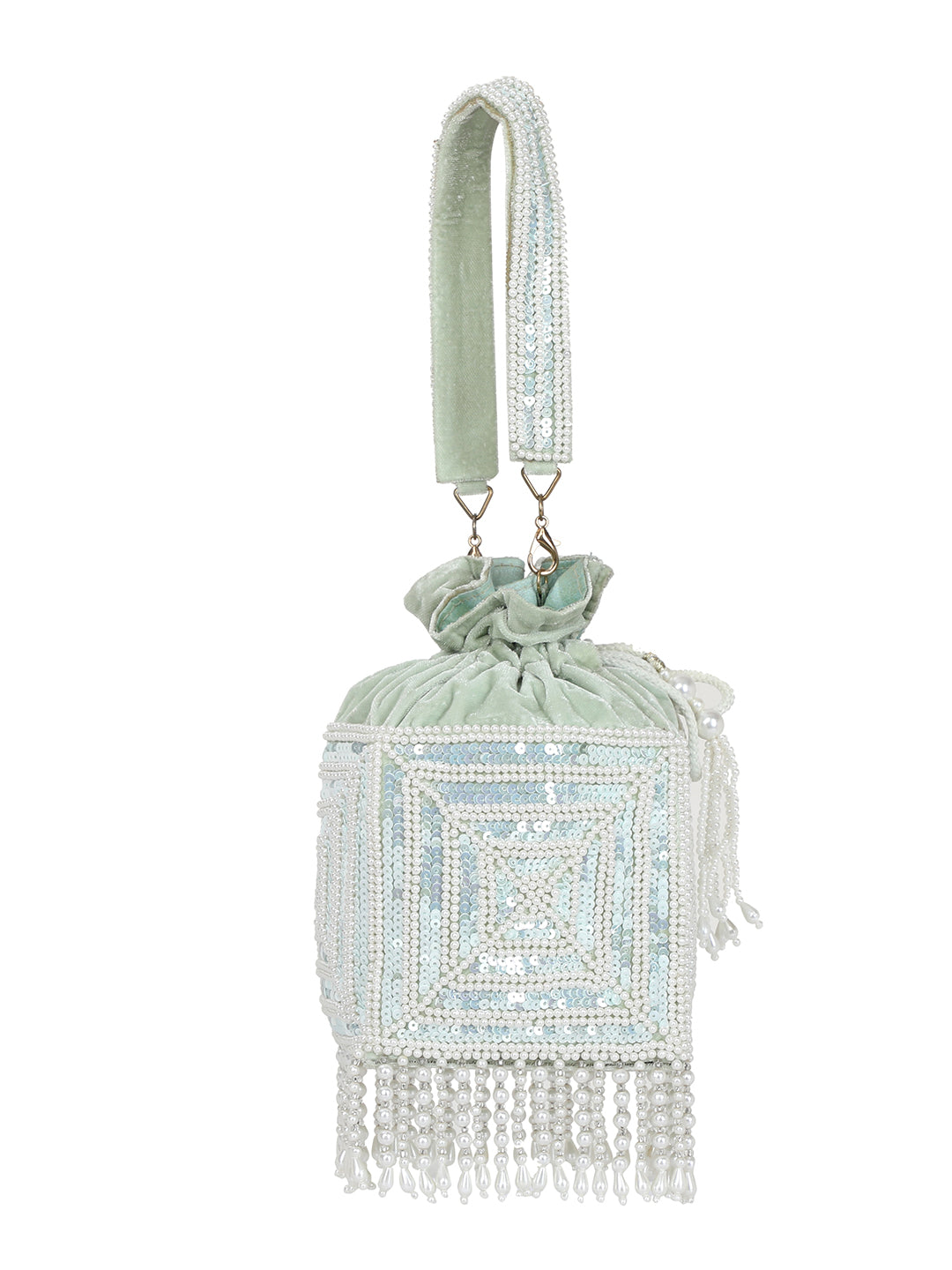 Mint_Green_Tasselled_Potli_Clutch_nidhi_rathi