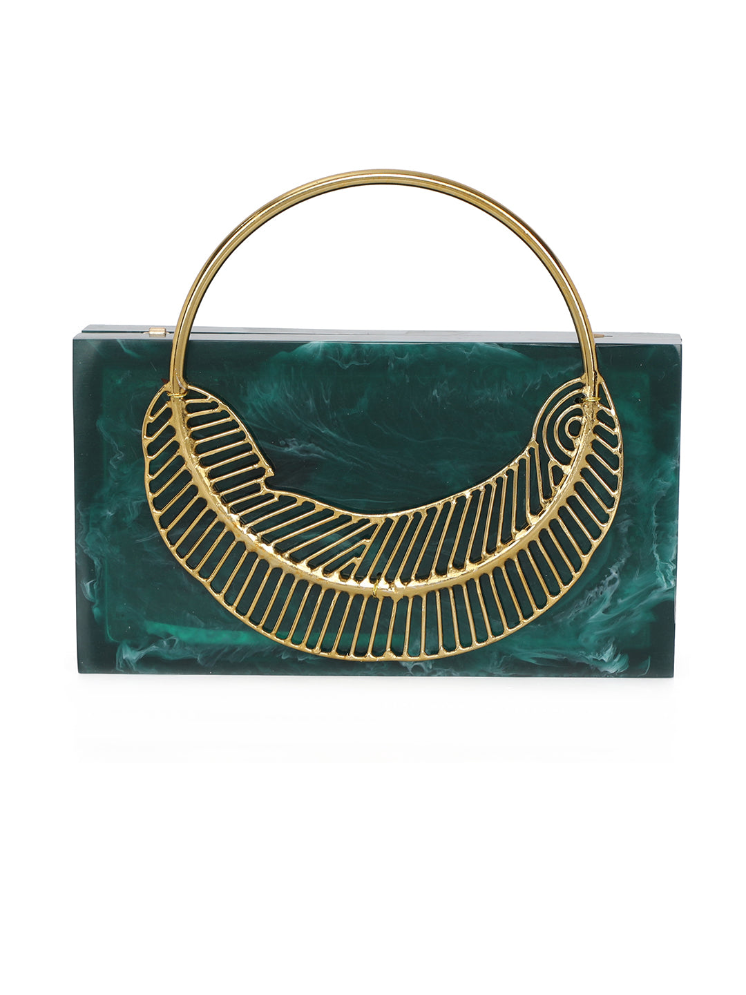 Green_Solid_Party_Box_Clutches_With_Attractive_Brass_Handle_Nidhi_Rathi