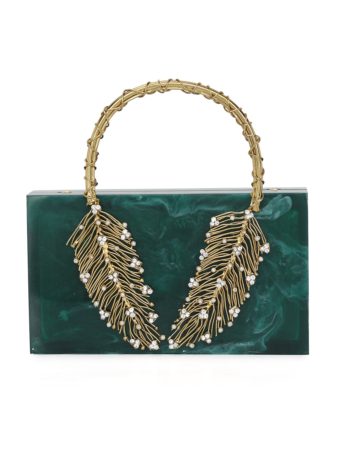 Green_Solid_Party_Box_Clutches_With_Attractive_Brass_Handle_Nidhi_Rathi