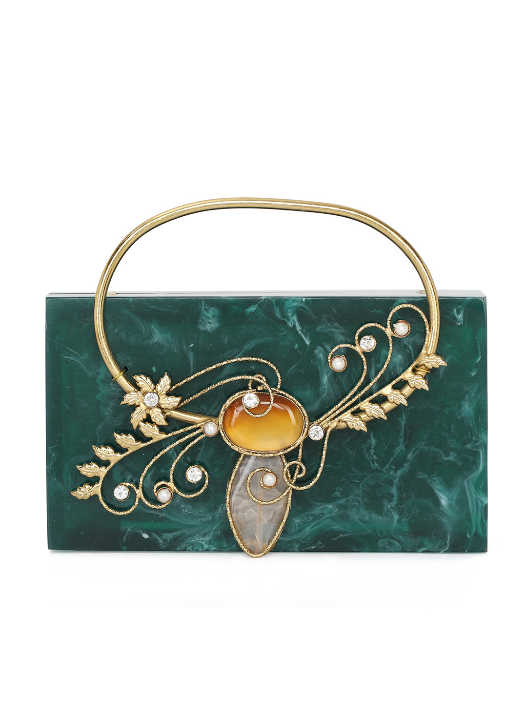 Green_Solid_Party_Box_Clutches_With_Attractive_Brass_Handle_Nidhi_Rathi
