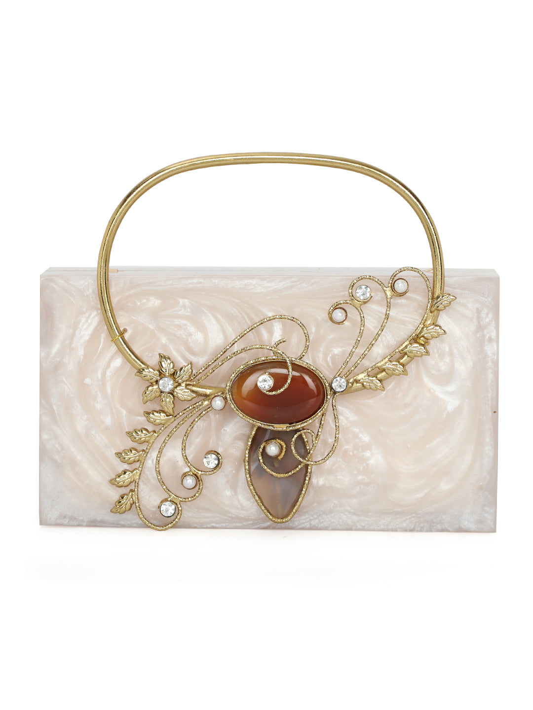 Beige_Solid_Party_Box_Clutches_With_Attractive_Brass_Handle_Nidhi_Rathi