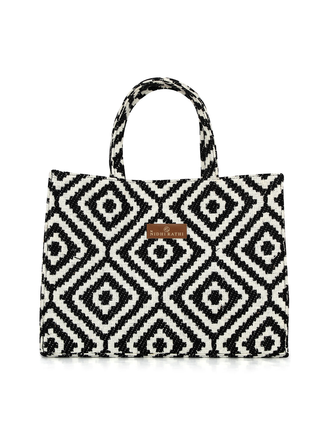 Nidhi_Rathi_Black_Striped_Shopper_Tote_Bag_With_Tasselled