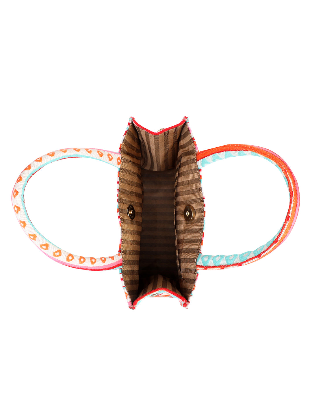 NR By Nidhi Rathi Red Striped Structured Tote Bag With Fringed