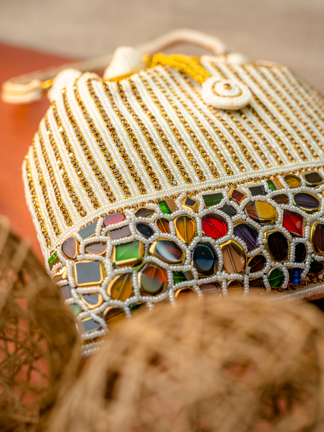 White_Green_Embroidered_Embroidered_Potli_Clutch_nidhi_rathi