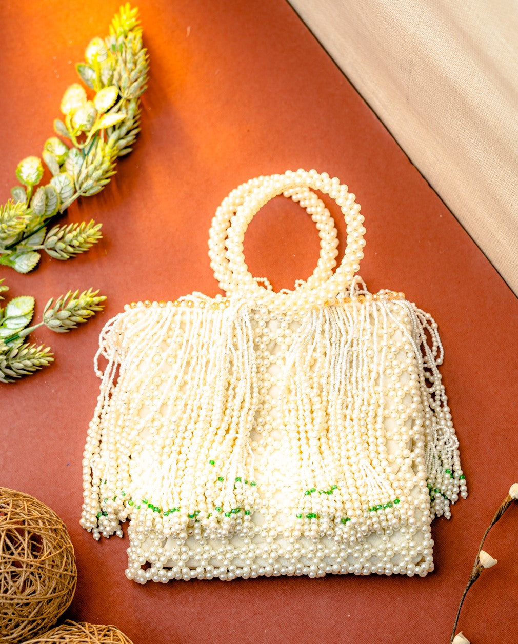 White_Green_Embroidered_Tasselled_Potli_Clutch_nidhi_rathi