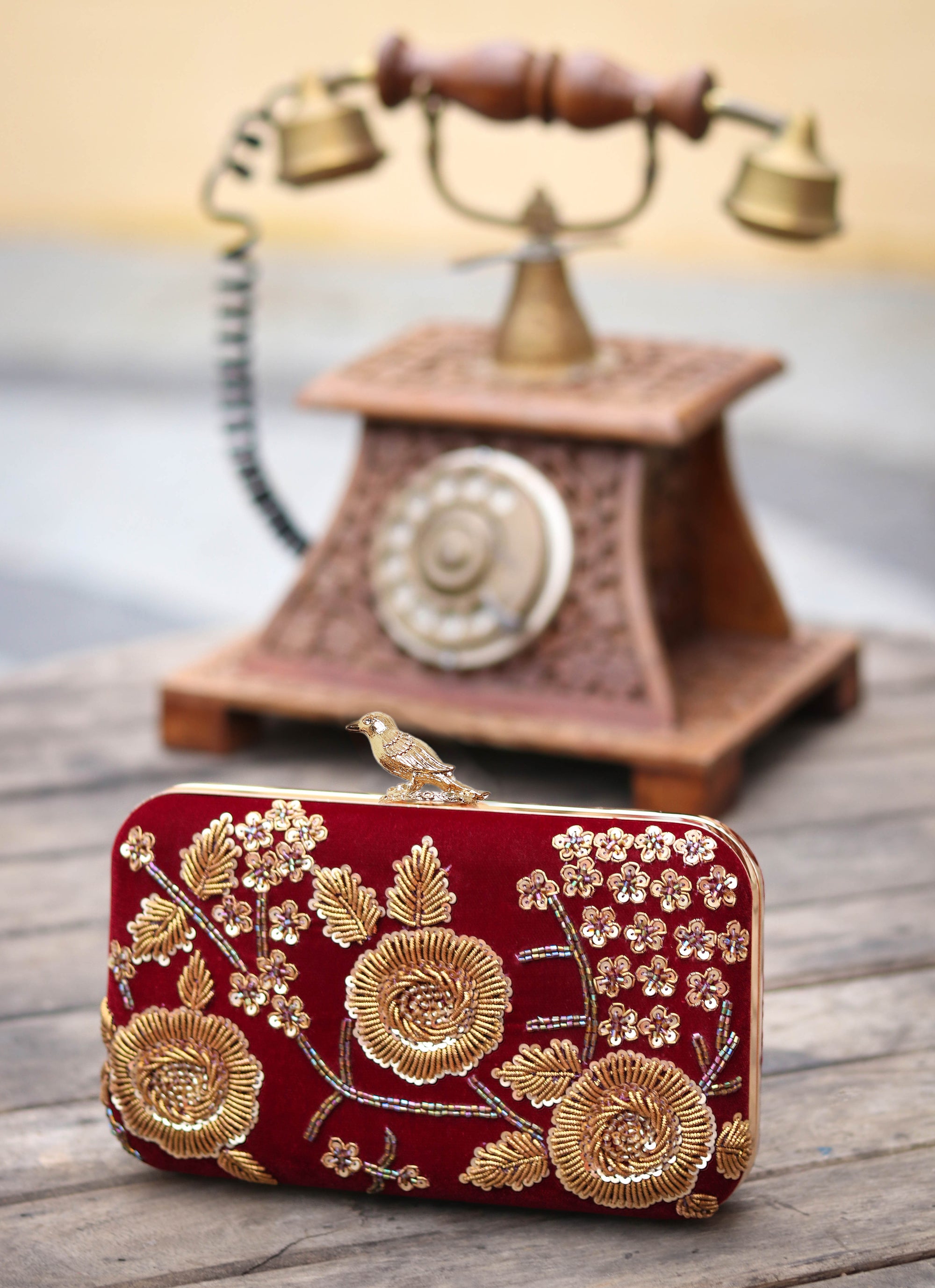 Nidhi_Rathi_Maroon_Gold-Toned_Embroidered_Box_Clutch