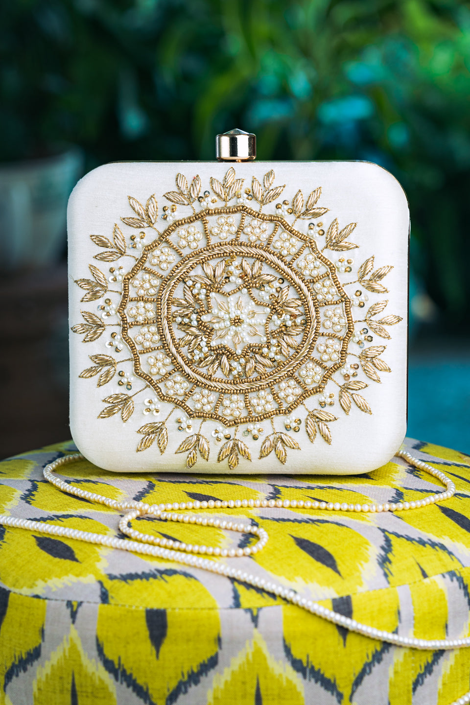 Nidhi_Rathi_White_Gold-Toned_Embellished_Box_Clutch