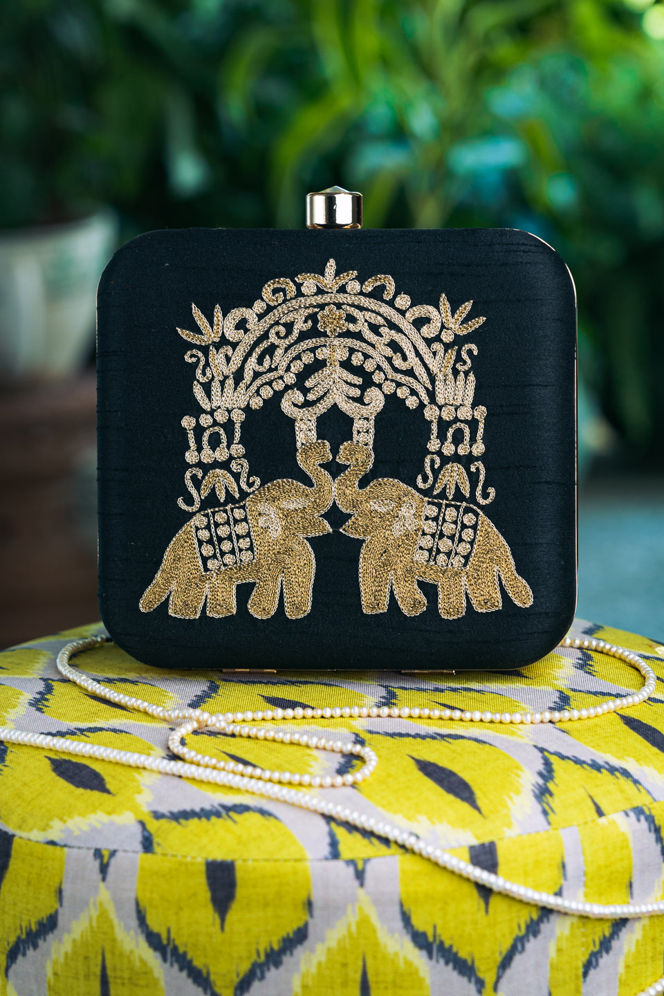 Nidhi_Rathi_Black_Gold-Toned_Embroidered_Box_Clutch