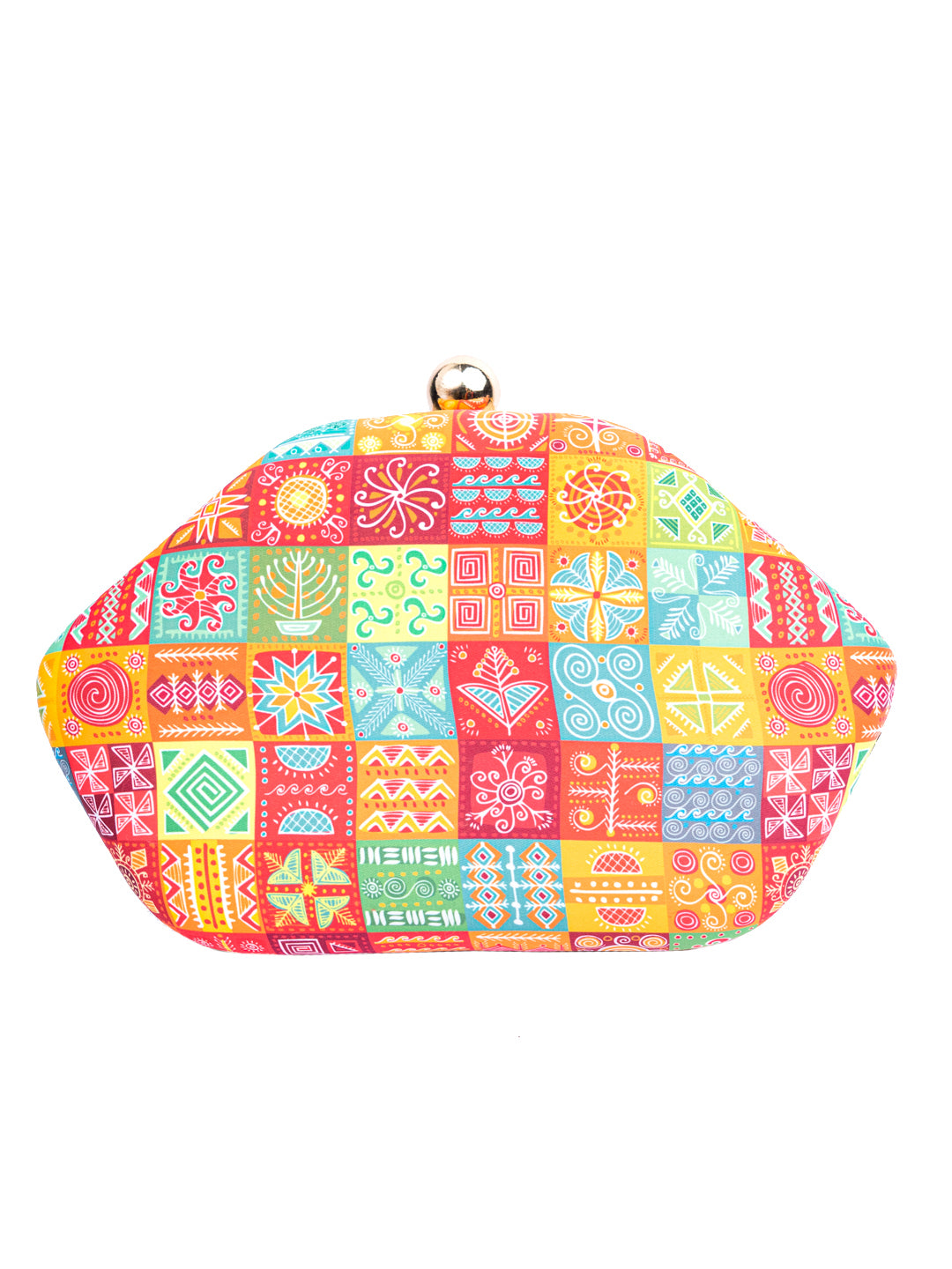 Nidhi_Rathi_Peach-Coloured_Green_Warli_Printed_Box_Clutch