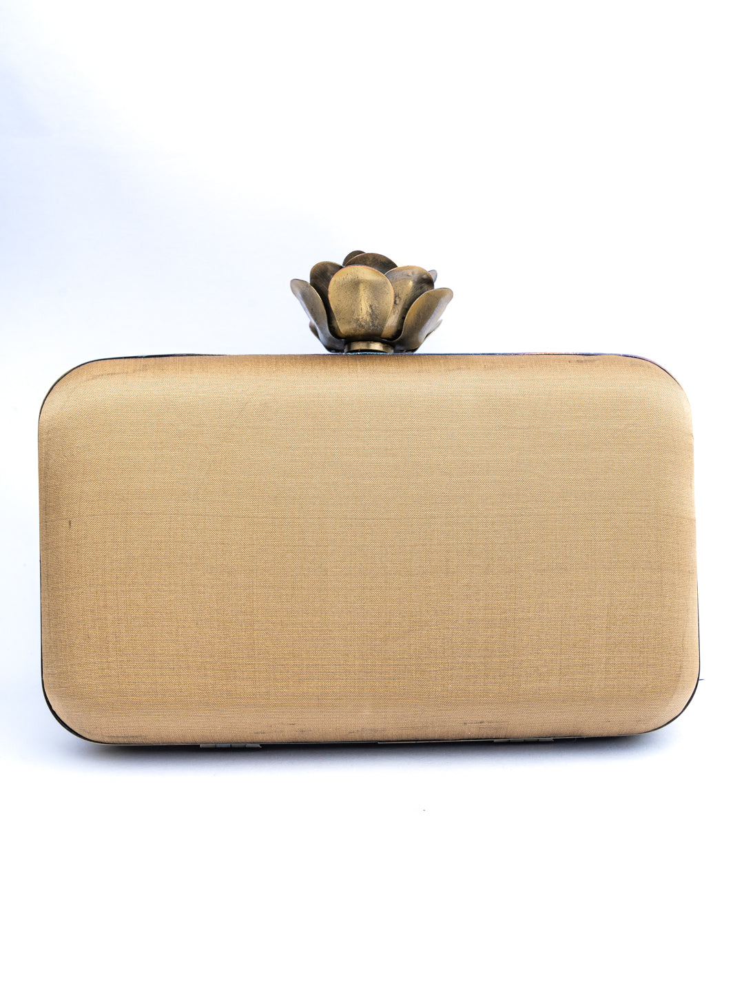 NR By Nidhi Rathi Copper-Toned Gold-Toned Embroidered Embellished Box Clutch