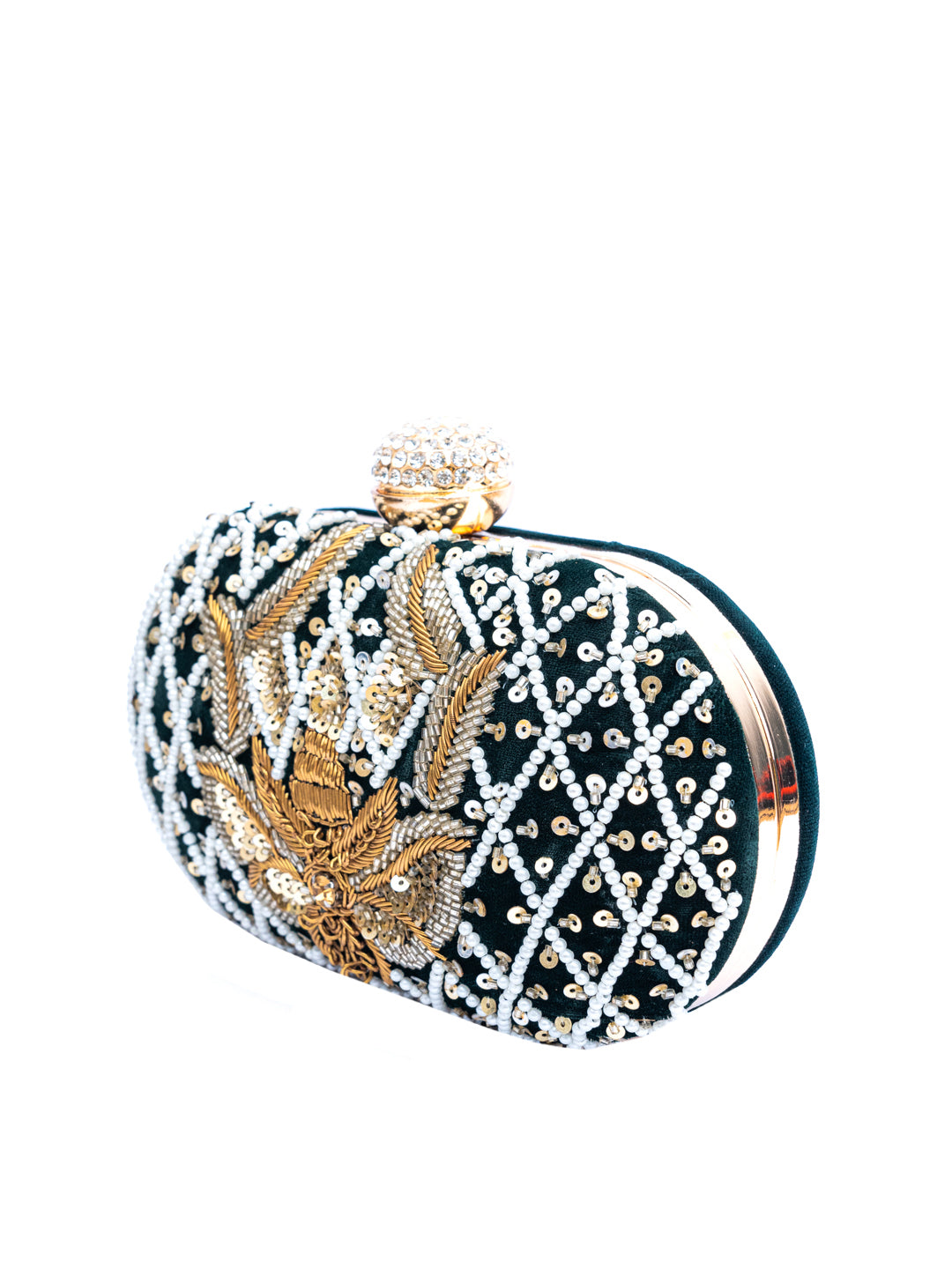 Teal_Green_&_White_Embroidered_Box_Clutch_Nidhi_Rathi