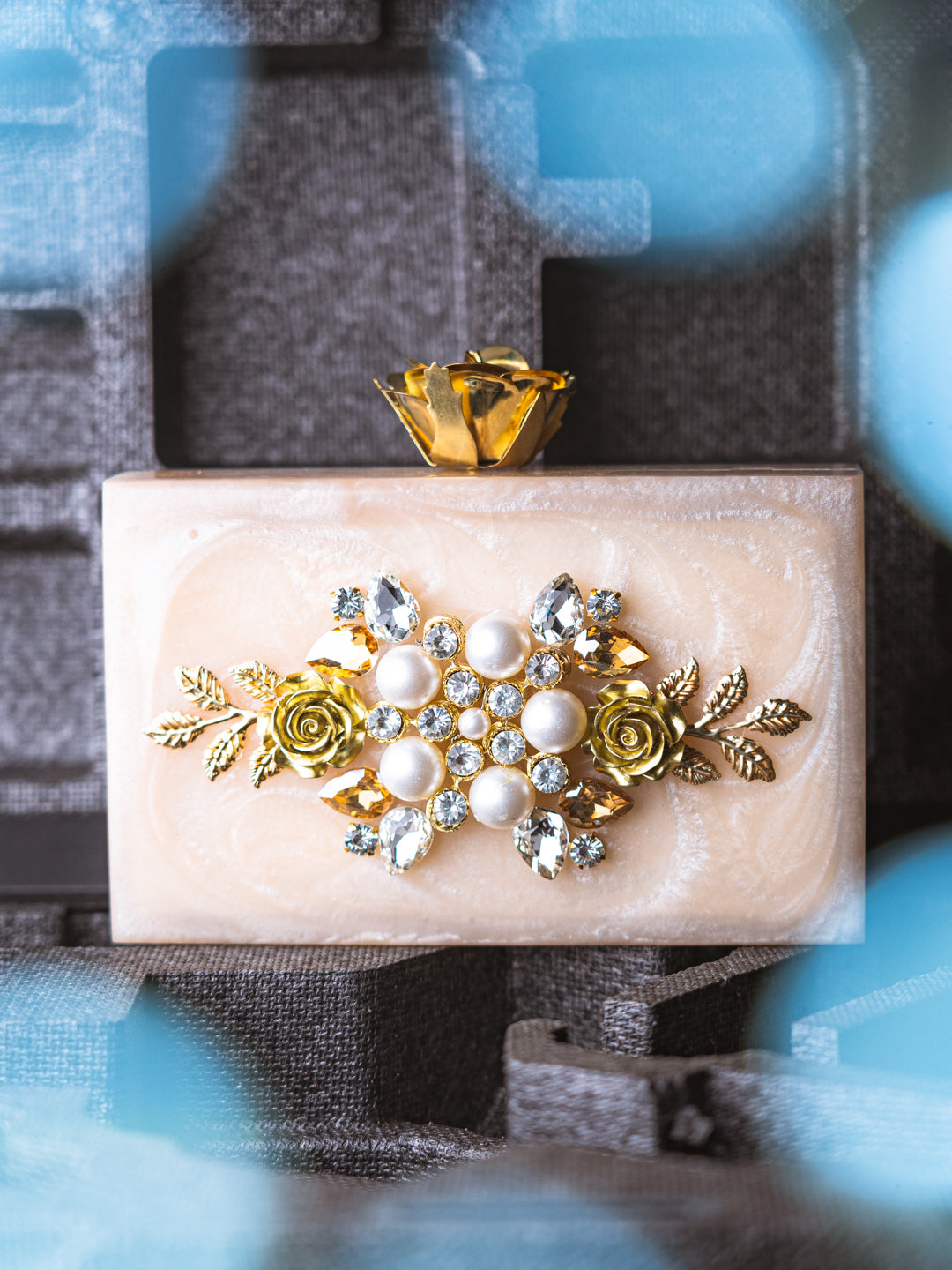 Peach-Coloured_&_White_Embellished_Box_Clutch_Nidhi_Rathi