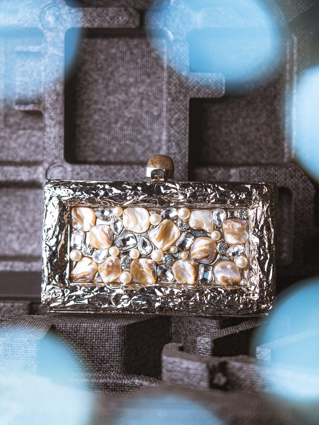 Nidhi_Rathi_Silver-Toned_Cream-Coloured_Embellished_Box_Clutch