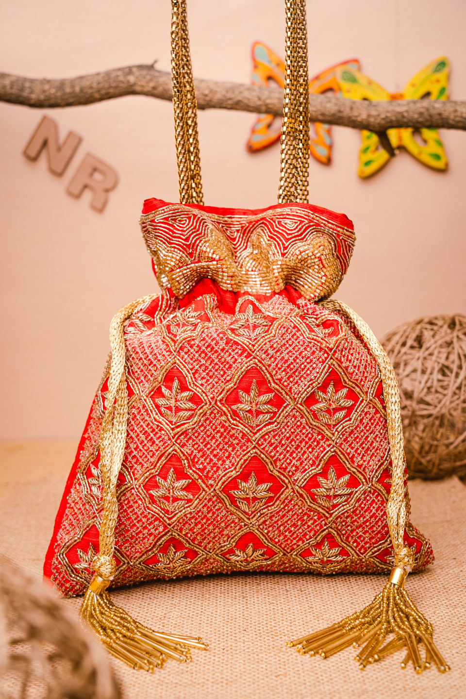 Red_Gold-Toned_Embroidered_Embellished_Potli_Clutch_nidhi_rathi