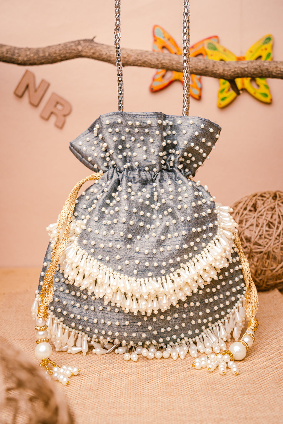 Grey_White_Embroidered_Potli_Clutch_nidhi_rathi