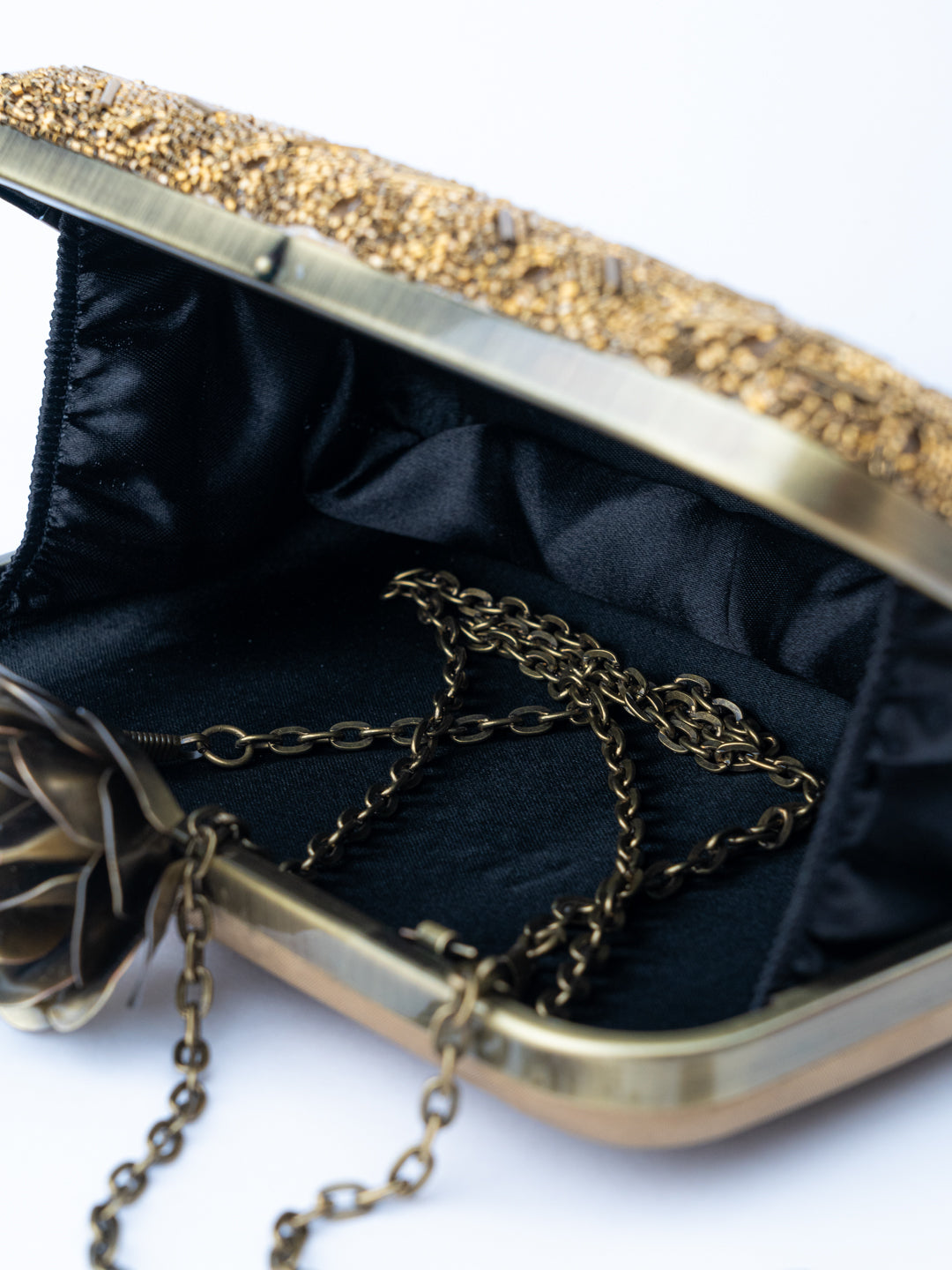 NR By Nidhi Rathi Copper-Toned Gold-Toned Embroidered Embellished Box Clutch