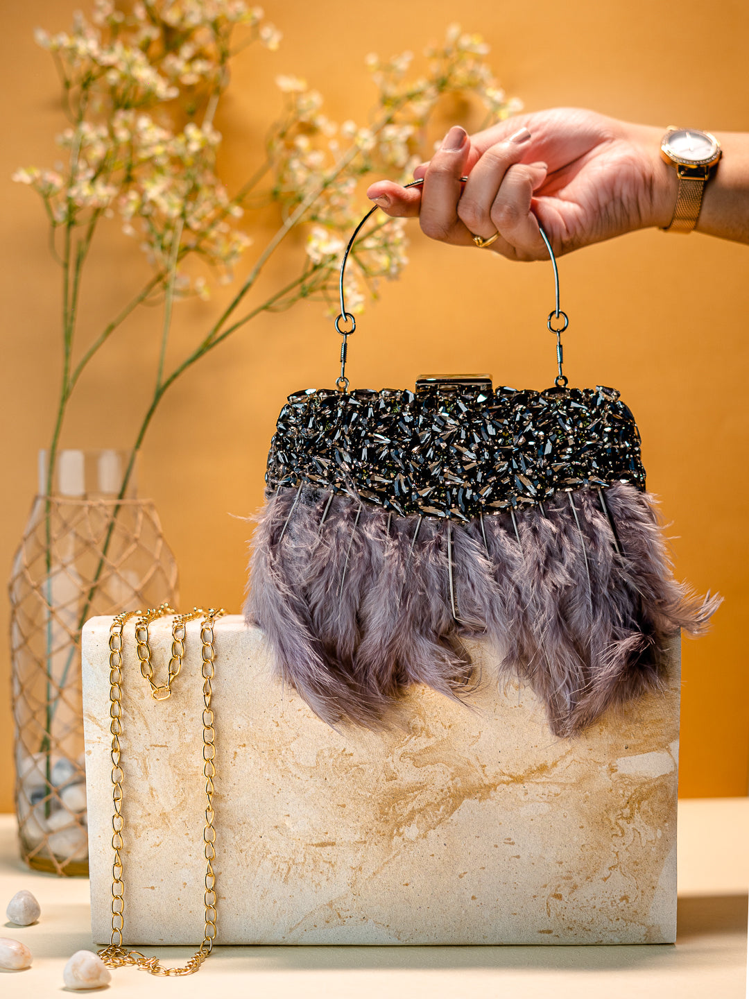 Feather_Embellished_Box_Clutch_Nidhi_Rathi
