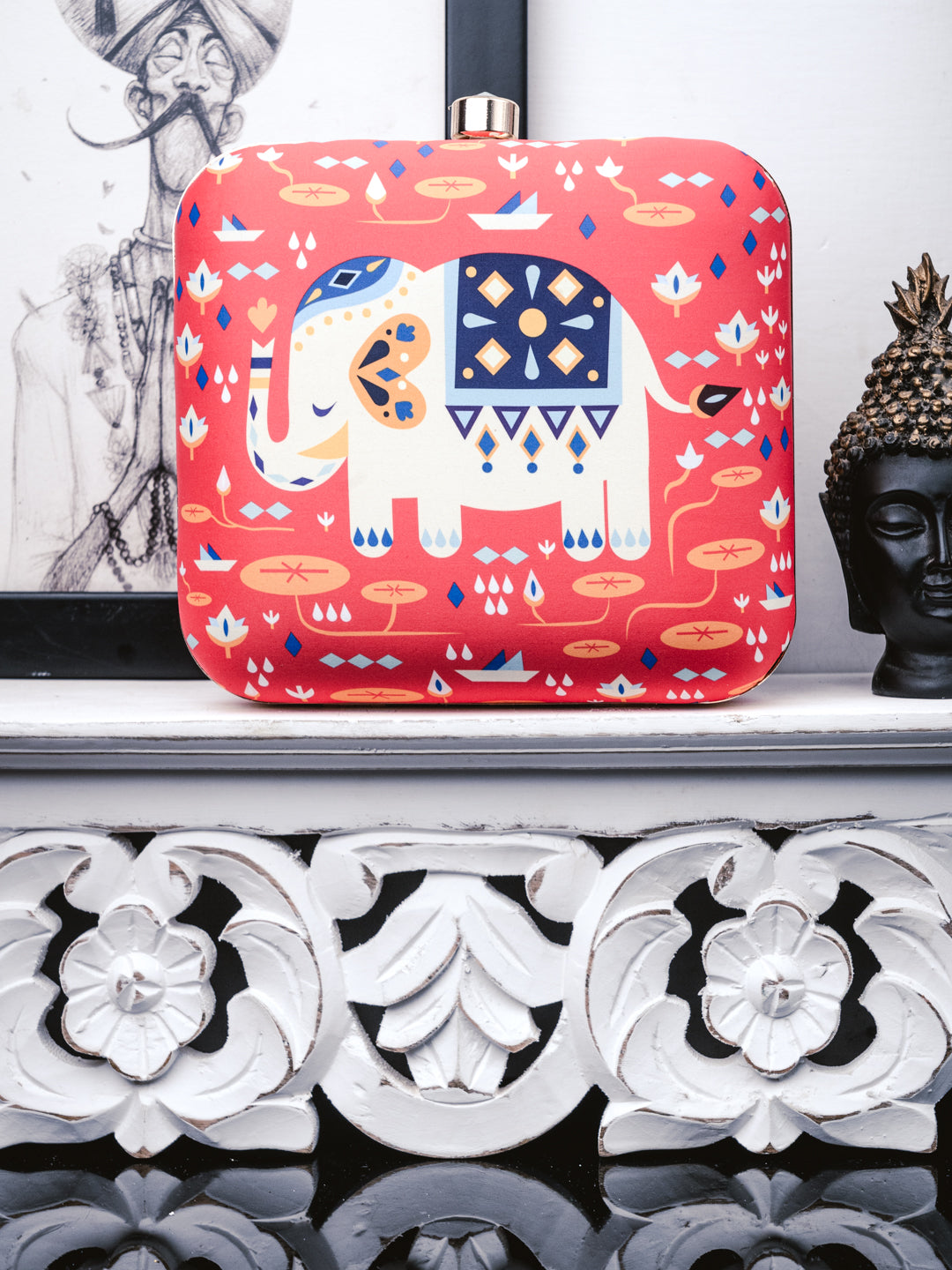 Nidhi_Rathi_Red_White_Printed_Box_Clutch