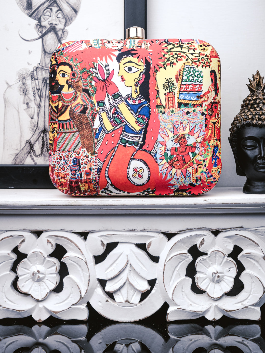 Red_&_Blue_Madhubani_Printed_Box_Clutch_Nidhi_Rathi