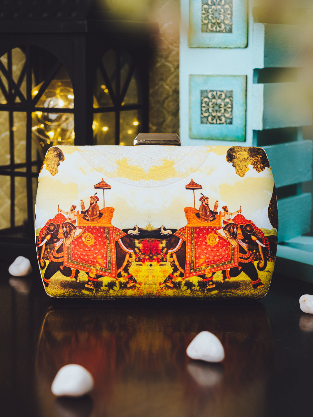 Nidhi_Rathi_Peach-Coloured_White_Printed_Box_Clutch