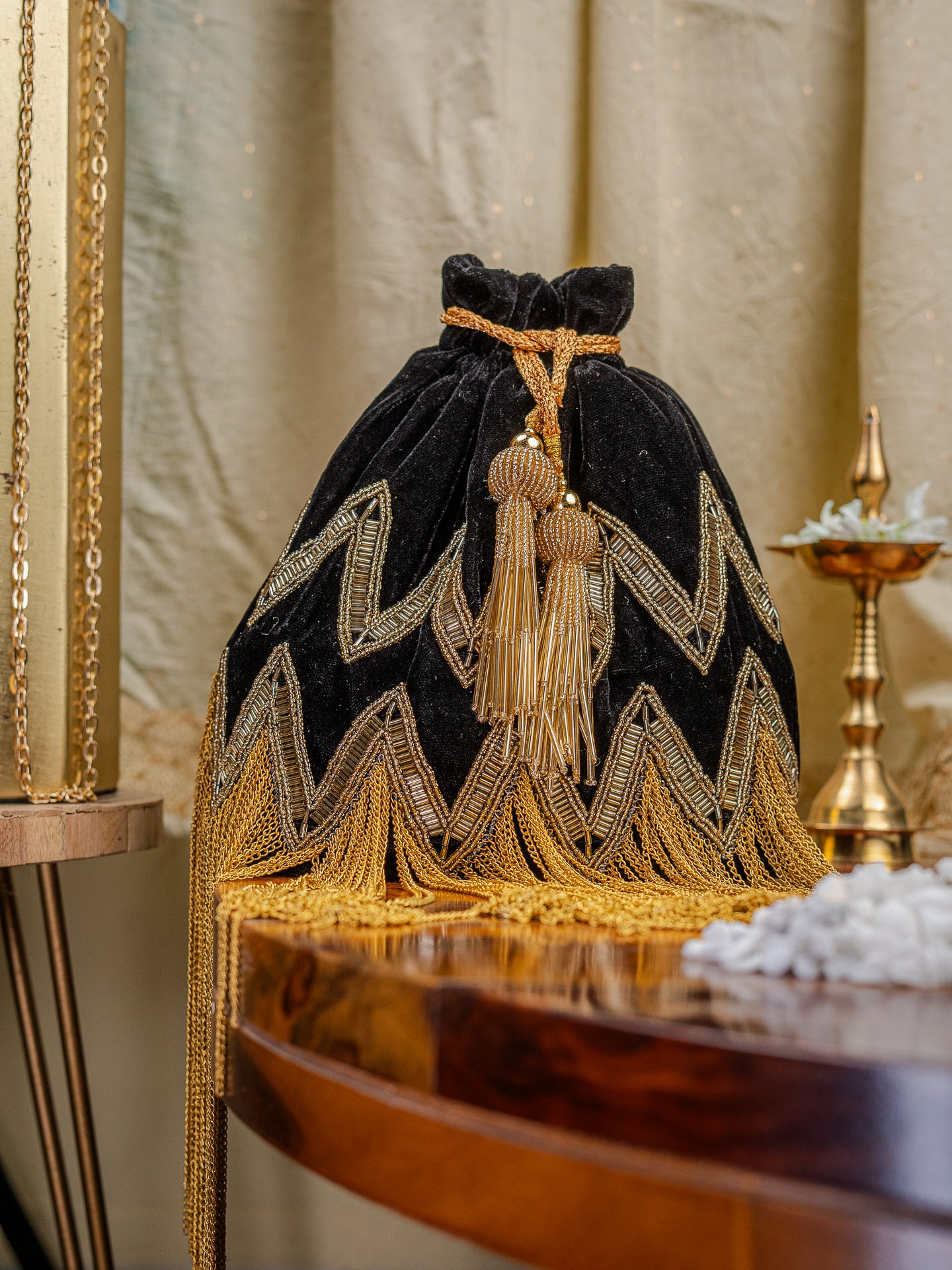 Black_Metal_Drop_Hard_Base_Potli_Bag_nidhi_rathi