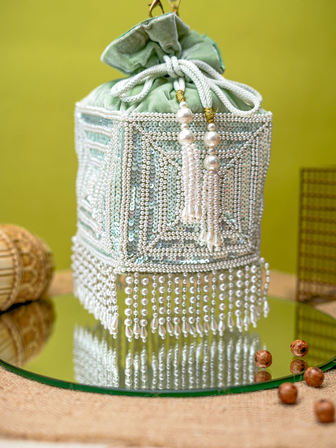 Mint_Green_Tasselled_Potli_Clutch_nidhi_rathi