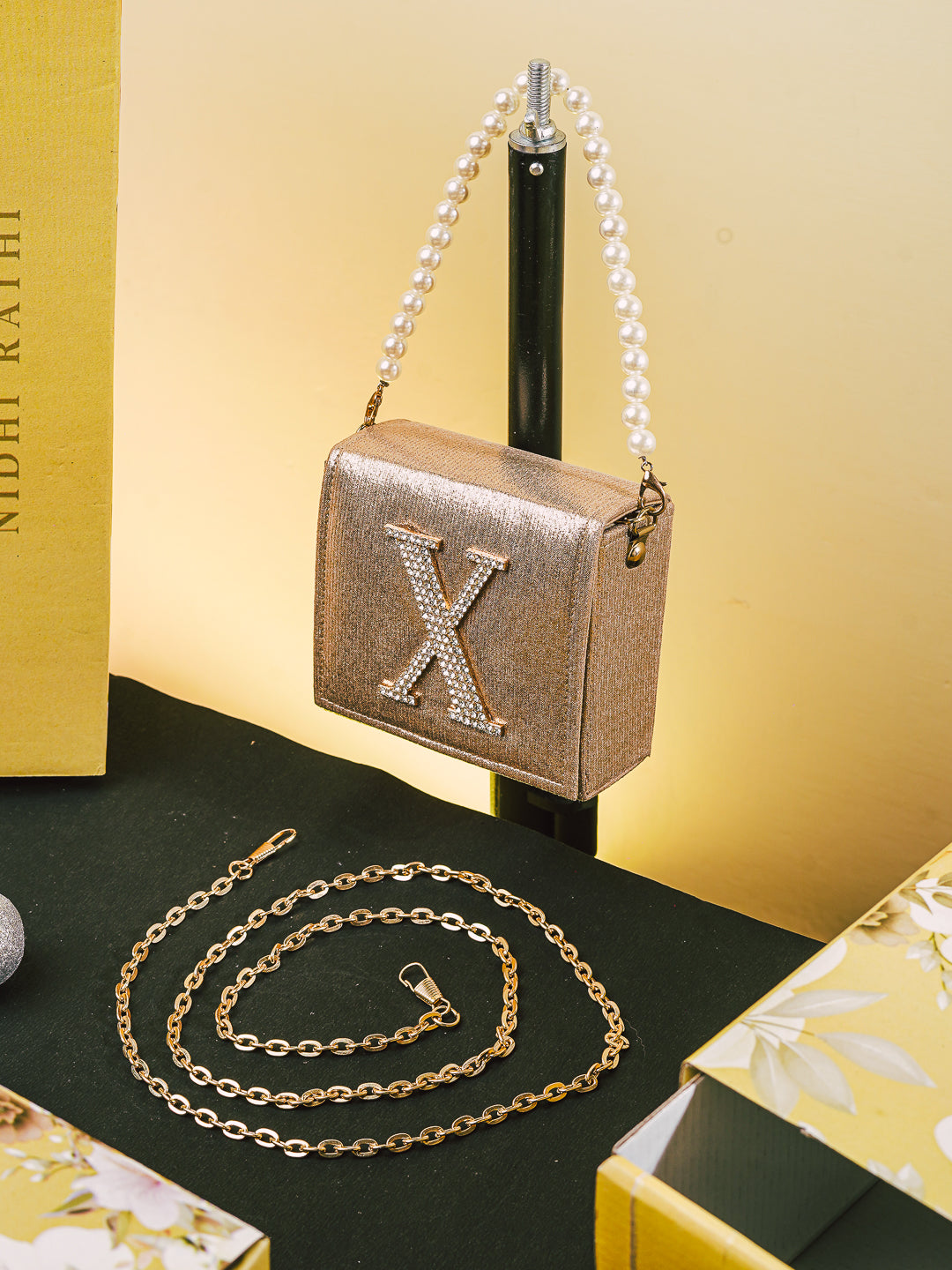 Golden_X_Alphabhet_Intial_Embellised_Flap_Bag_Nidhi_Rathi