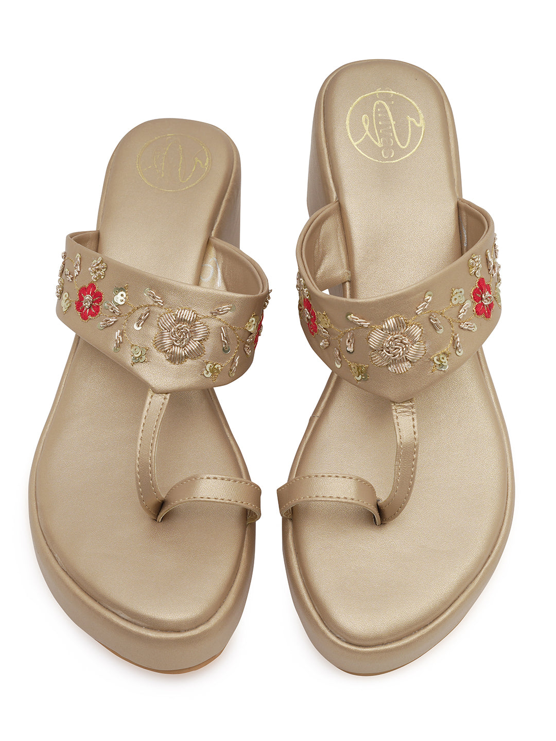 Embellished Ethnic Wedge Sandals